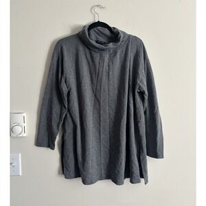 Eileen Fisher Medium Turtleneck Pullover Sweater Top Gray Neutral Minimalist‎